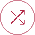 Et rødt cirkelikon med to krydsede pile i midten, der symboliserer automatisk justering af tryk.
